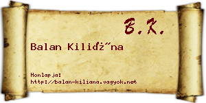 Balan Kiliána névjegykártya